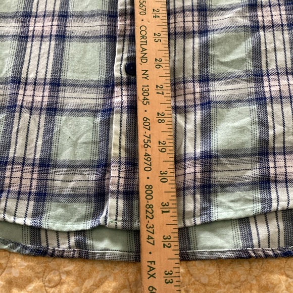 Three Sixty Six Men’s flannel XL button down shirt plaid mint green shirt fall - Picture 7 of 9